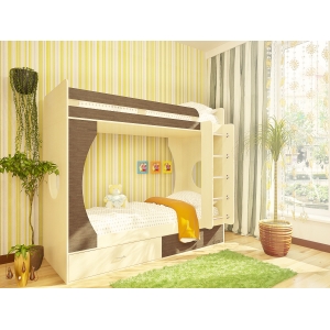Детские двухъярусные кровати Орбита-2(дуб кремона/венге) - мебель детям, спальн место 80*200 