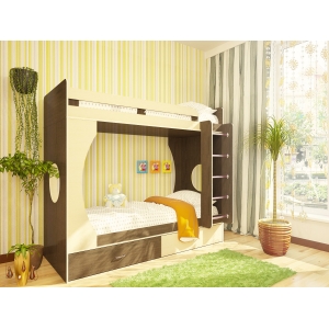 Детские двухъярусные кровати Орбита-2(Венге/дуб кремона) - мебель детям, спальн место 80*200 