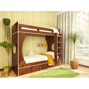 Детские двухъярусные кровати Орбита-2 орехНМЛ - мебель детям, спальн место 80*200 