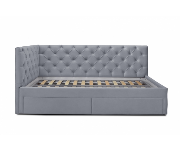 Мягкая кровать Оливия с ящиками серый