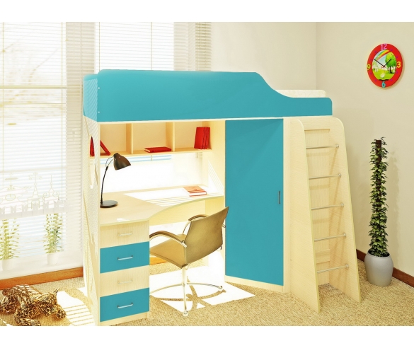 Детская мебель Орбита-7 - кровать чердак с рабочей зоной