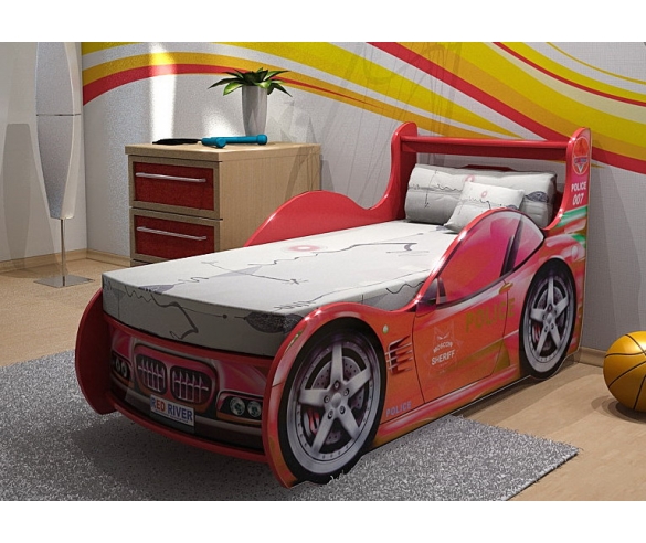 Кровать машина детская Шериф со спойлером фабрики Red River 