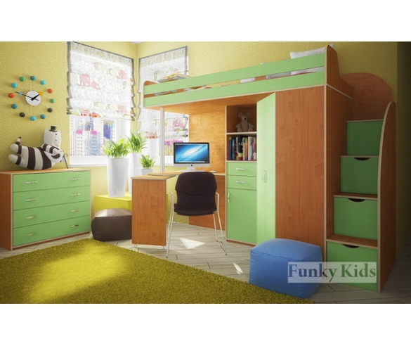 Детская мебель Фанки -1 Гранд - корпус ольха / фасад салатовый