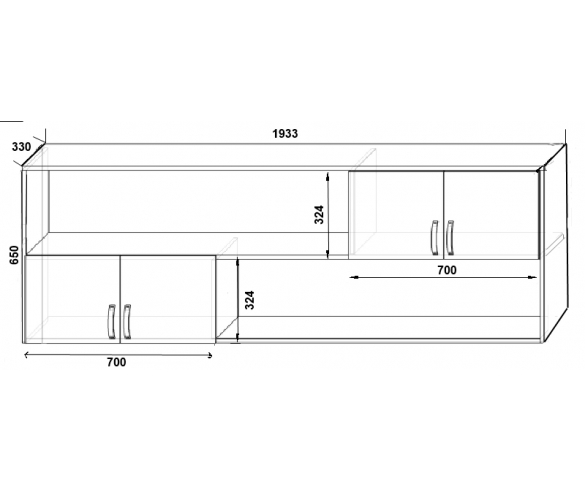 Модульная мебель Фанки Кидз -  схема полки с размерами