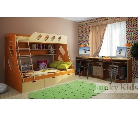 Детская комната Фанки Кидз: кровать 16 + стол 13/51СВ, ольха / крем ваниль
