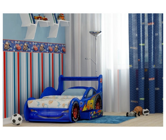 детская кровать машина молния маквин плюс синяя