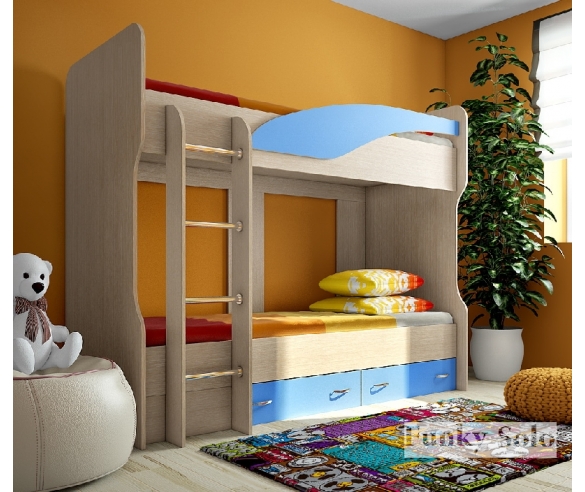 кровать в детскую комнату Фанки Соло 4 дуб кремона / голубой