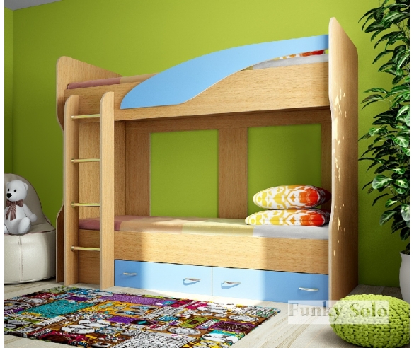 кровать в детскую комнату Фанки Соло 4 бук / голубой