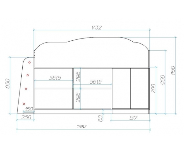 схема и размер кровать-чердака Фанки Автодом