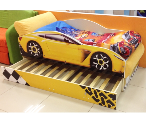 кровать машина тесла для детей от 2х лет с высокими бортиками 