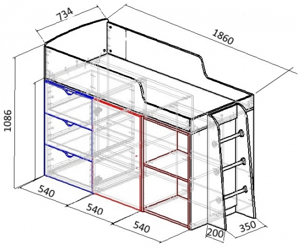Схема модульная мебель Фанки Кидз 14