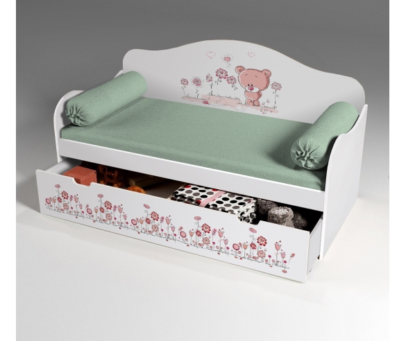 Детская кровать с выдвижным ящиком Мишка 40005