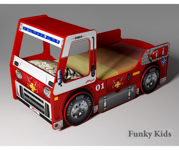 Пожарная кровать-машина для детей, цвет красный