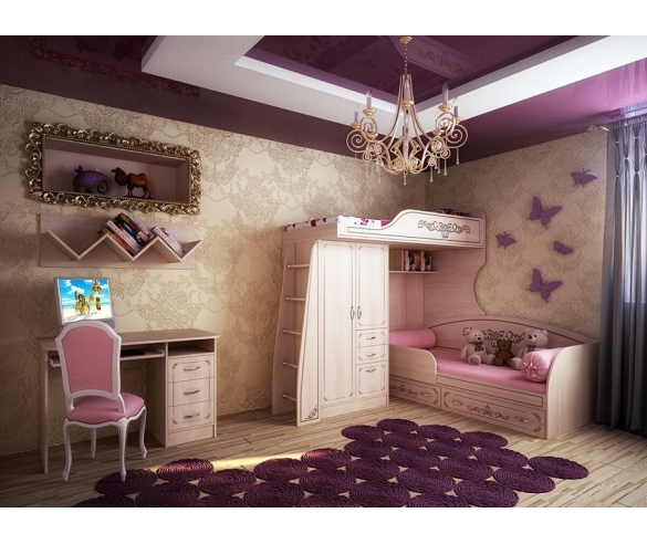 Готовая комната для двоих детей Фанки Кидз Классика, цвет - дуб молочный