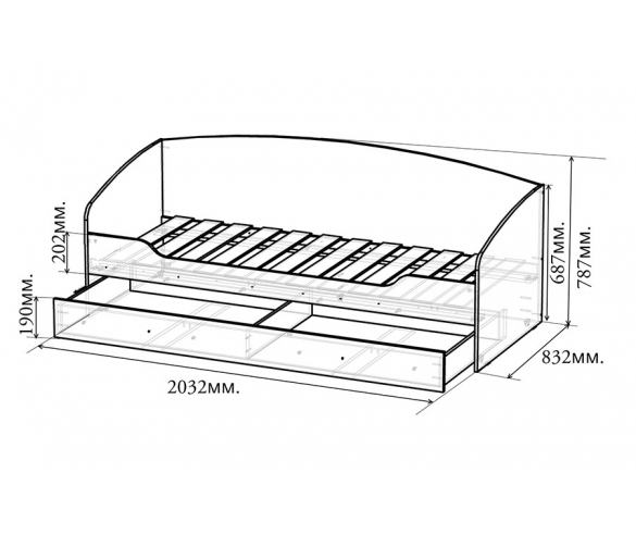 схема и размеры детской кровати ФТР-01