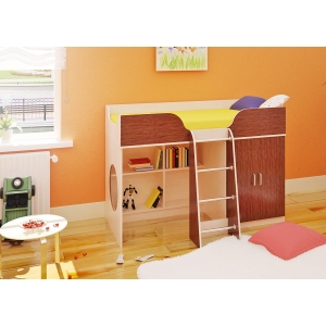 Кровать чердак Орбита-6 (Корпус дуб кремона/фасад венге) - спальн место 160х70