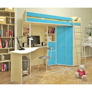 Мебель в детскую Орбита-1 ЛАЙТ, (дуб кремона /голубой), спальное место 80х200 см