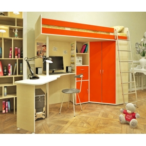 Детская мебель Орбита-1 ЛАЙТ (дуб кремона/оранж), спальное место 80х200 см