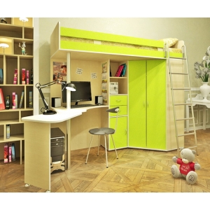 Детская Орбита-1 ЛАЙТ - кровать чердак (дуб кремона/лайм), сп место 80х200 см.