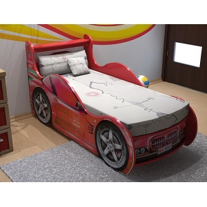 Детская кровать машина Шериф со спойлером фабрики Red River в комплекте с решеткой, сп. место 170х70см.
