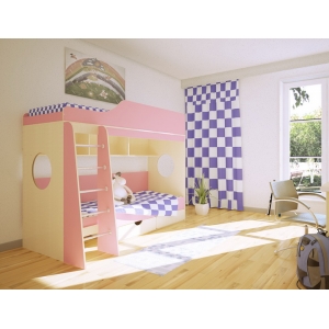Детская двухъярусная кровать для девочек Орбита-5, сп место 190х80 см, 11 видов цветов фасада.