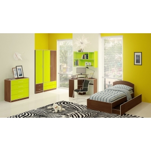 Мебель в детскую комнату Орбита-13. Готовая комната №4 (французский орех НГ/лайм)
