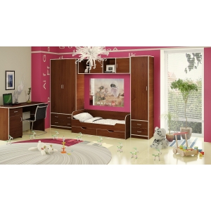 Детские комнаты Орбита 13 - №5 итальянский орех (НМЛ) кровать 160х70см.