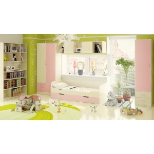 Детская комната Орбита 13 Композиция 5 спальное место 190х80 дуб Кремона -Розовый