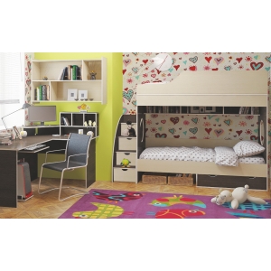 Мебель Орбита 13 - №6 с двухъярусной кроватью Венге-дуб кремона 