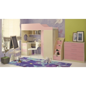 Кровать Орбита 7 для девочек (сп.место 190х80)  -с тумбой в виде лестницы