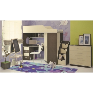 Кровать черак орбита 7+тумба- лестница +комод Орбита (корпус Венге-фасад дуб кремона)