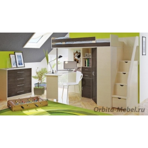 Кровать-чердак Орбита 1 + комод Эко - 4 Гранд Дуб кремона / венге 