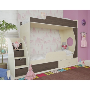 Детская кровать Орбита 2 с лестницей-тумбой и ограничителем