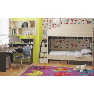 Комплект мебели в детскую комнату: Орбита 5, угловой стол, лестница -тумба, полка.