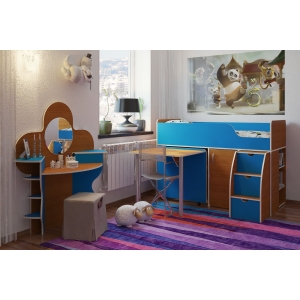 Кровать-чердак Орбита-19 ольха/синий