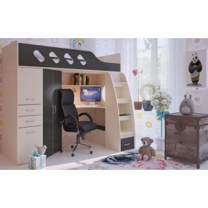 Детская кровать чердак Орбита 22 дуб кремона/венге