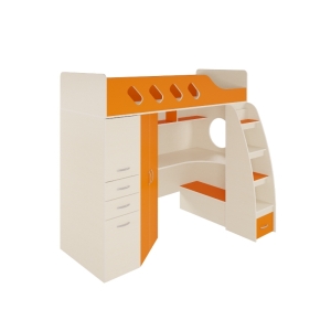 Кровать-чердак Орбита 22 дуб кремона/оранжевый