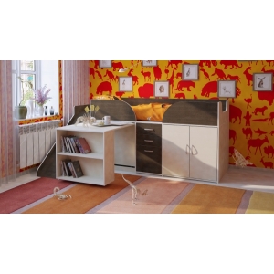 Детская кровать чердак Орбита 10 с горкой