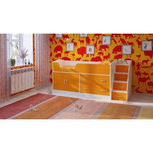 Кровать чердак Орбита 9 с лестницей в виде тумбы