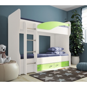 Детская двухъярусная кровать Фанки Соло 4 со сп.местом 200х80 см Белый/Лайм