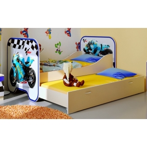 Детская кровать Кр-6 со спальным местом 190х80 см серия Мотогонки