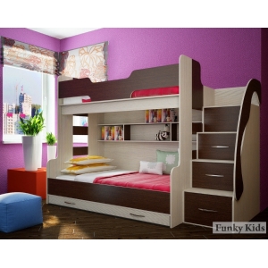 Двухъярусная кровать Фанки Кидз 21 с выдвижным спальным местом 