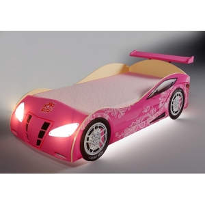Кровать машина Ниссан для девочек с матрацем арт 20003 Розовая 