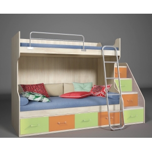 Двухъярусная кровать Фанки Сити ФС-02 + лестница комод ФС-10