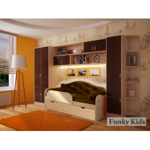 Кровать Ажур, арт. 40012 с текстилем + комплект детской мебели Фанки Кидз
