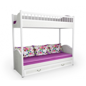 Двухъярусная кровать Классика со сплошным бортом для 3-х детей