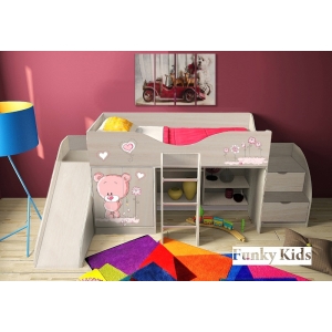 Детская кровать-чердак Мишка с модулями Фанки Кидз