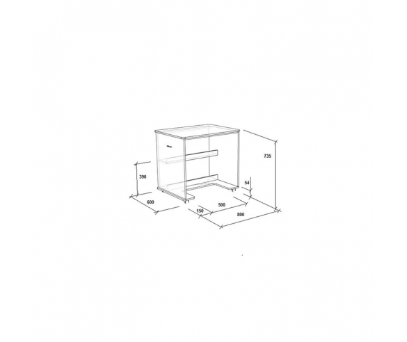 Кровать-чердак Легенда 42.5.6, схема с размерами стола Л-02