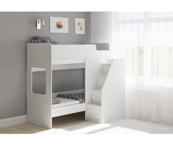 Двухъярусная кровать для детей Легенда в белом цвете