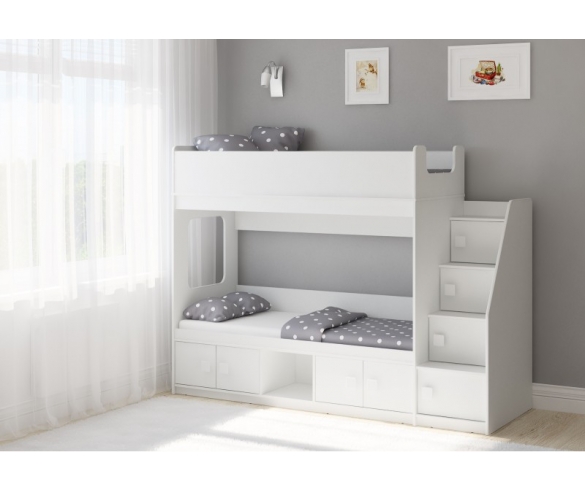 Двухъярусная кровать D605.3, изготовленная в белом цвете